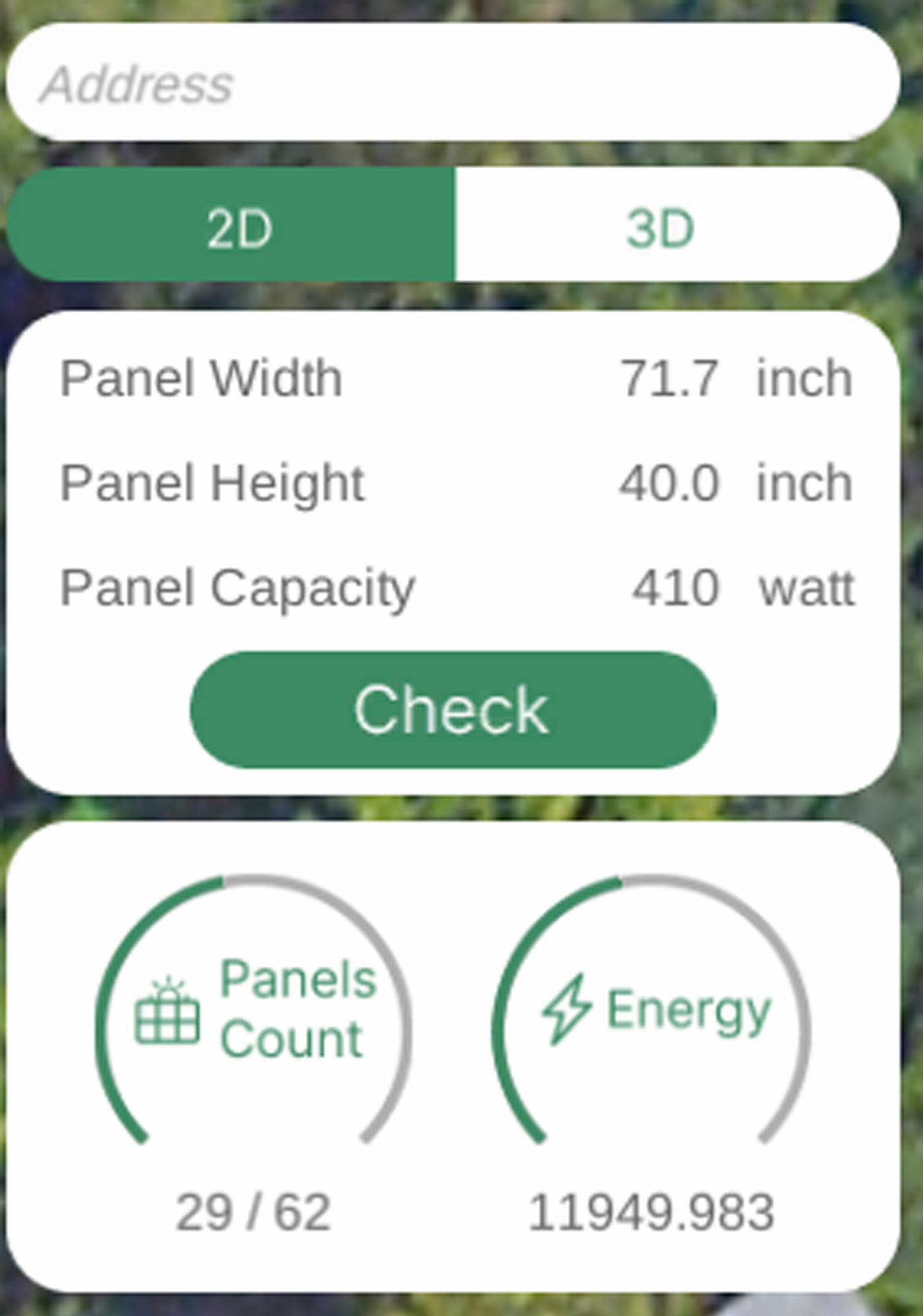 Solar panel estimation detail